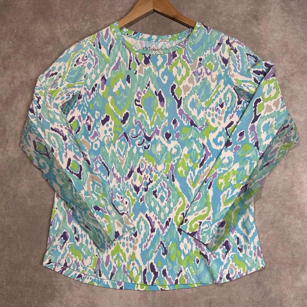 Ibkul Womens L Long Sleeve Shirt Outdoor Activewear UPF 50+ Green Blue Purple